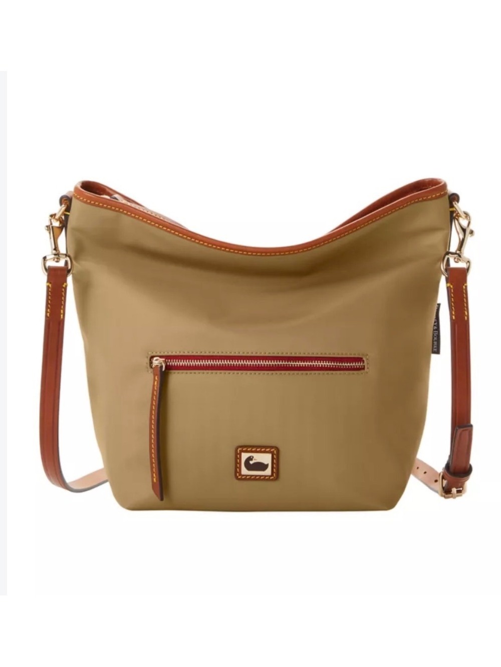 Dooney & Bourke Womens Wayfarer Nylon Small Hobo Crossbody Taupe